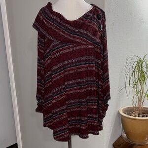 I. N. STUDIO Maroon Sweater/Poncho Top